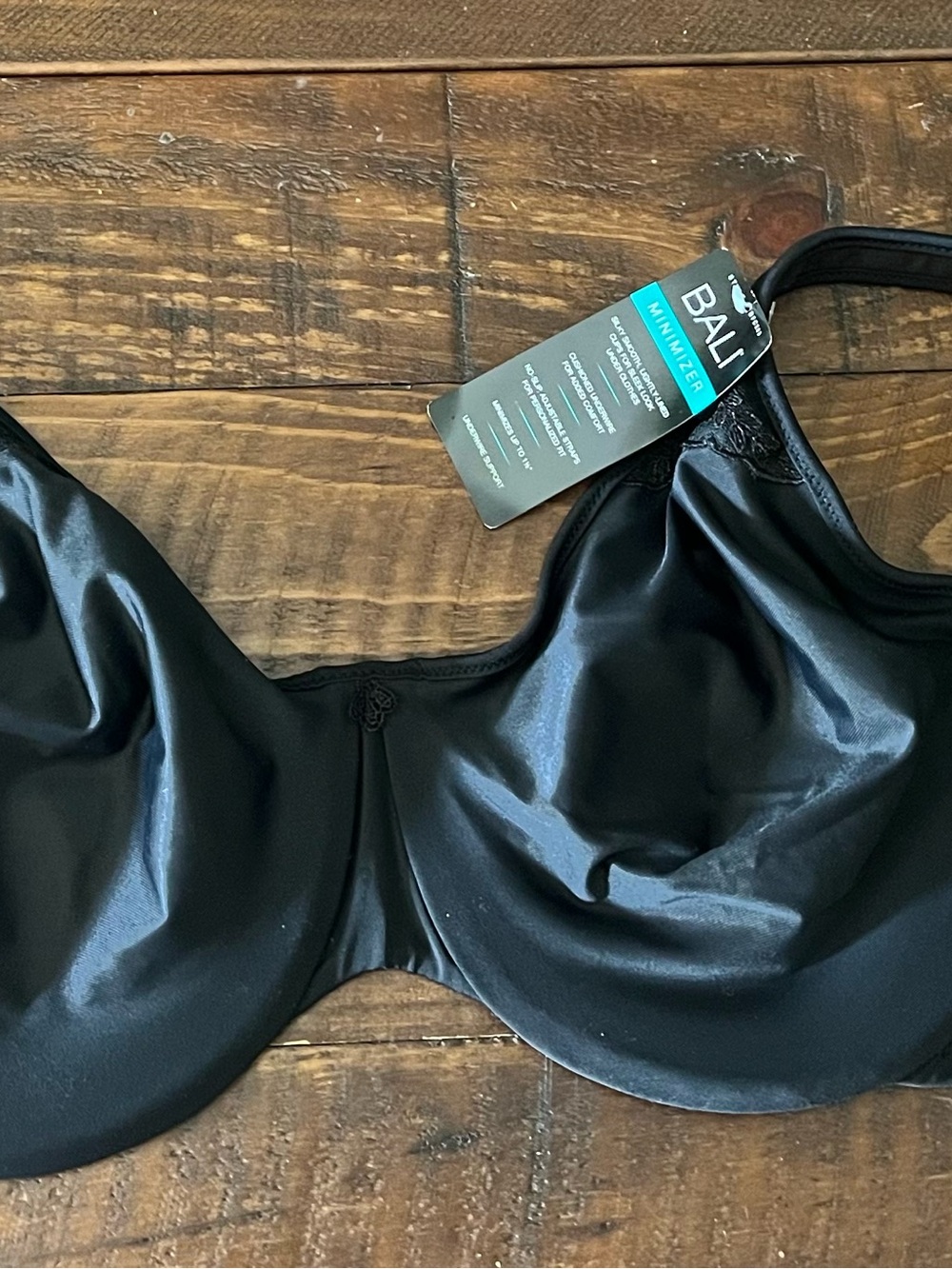 Bali Black Satin Minimizer Underwire Bra